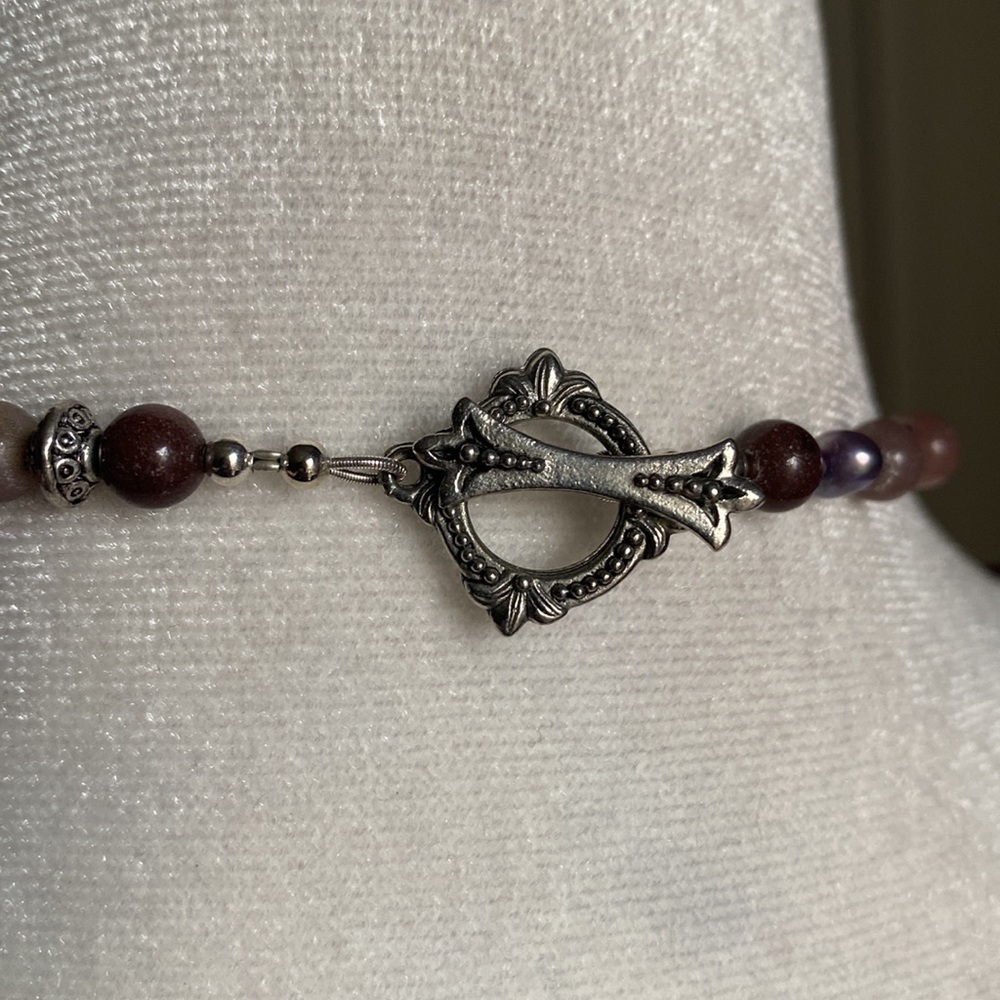 Handcrafted Multi-Gemstone Pearl Agate Quartz Sil… - image 6